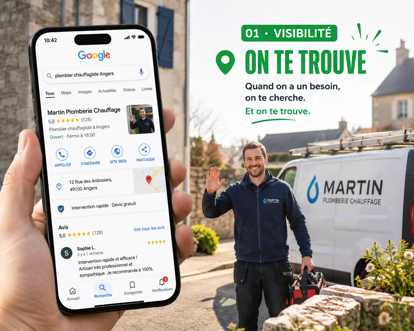 Être trouvé localement : un site Bardinus qui ressort dans les recherches de proximité